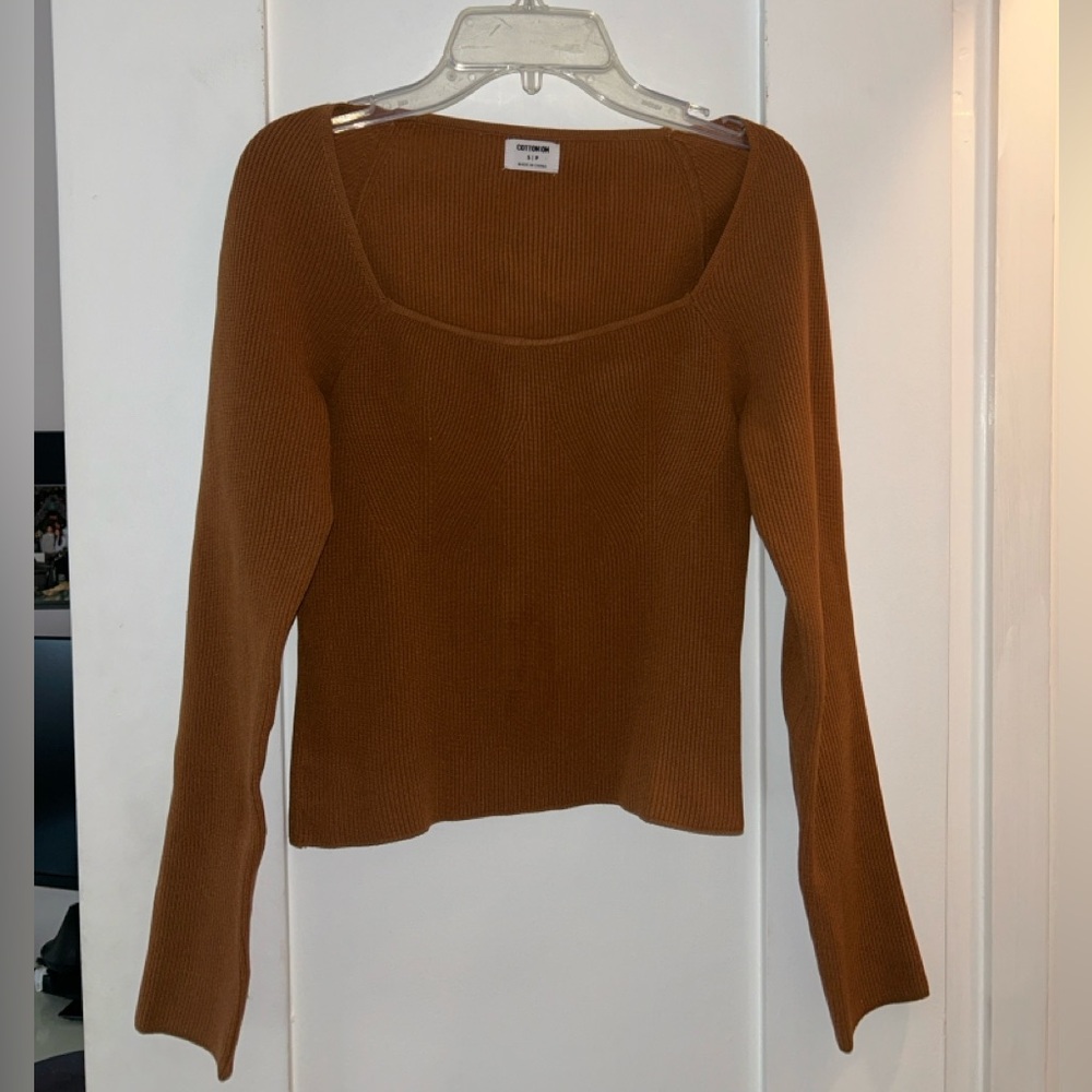 Cotton On Brown Ribbed Knit Top